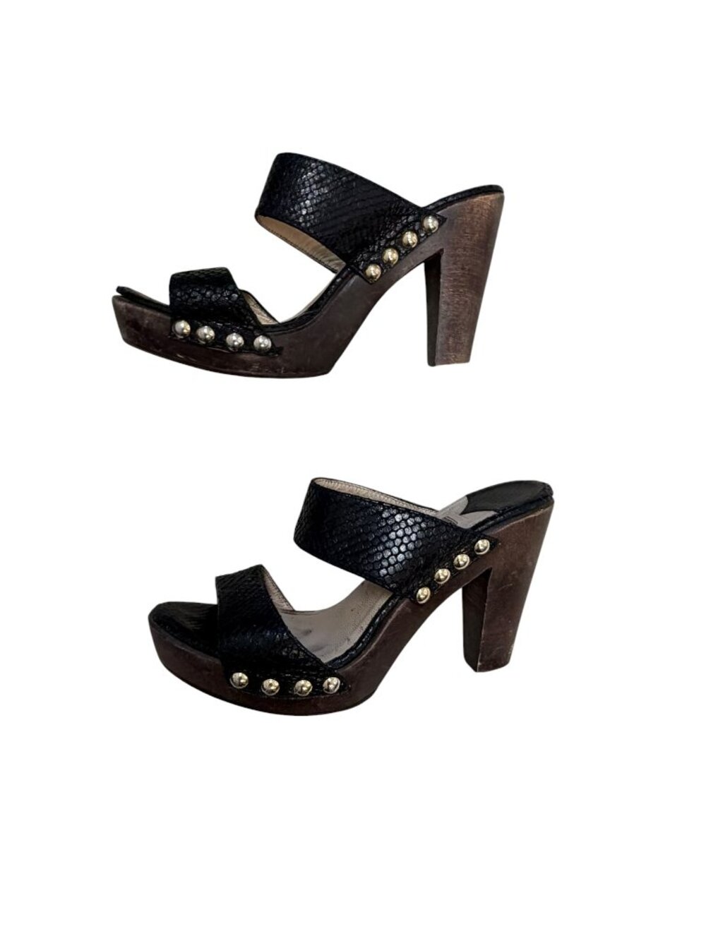 Jimmy Choo Python Embossed Leather Platform Mule Heels Size 40 GUC